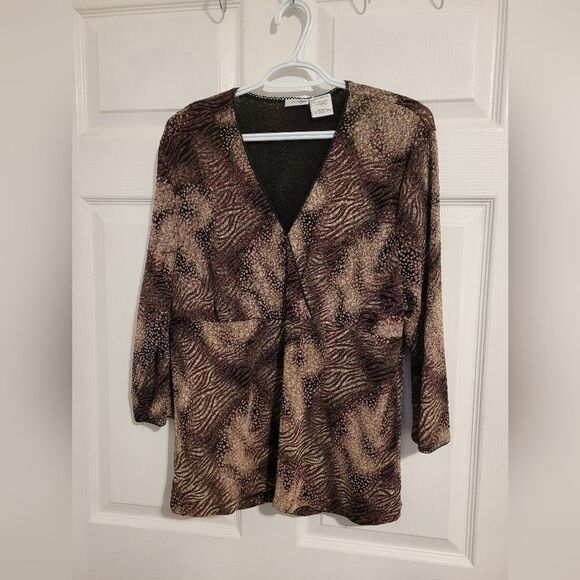 East 5th animal print shimmer top - Picture 1 of 8